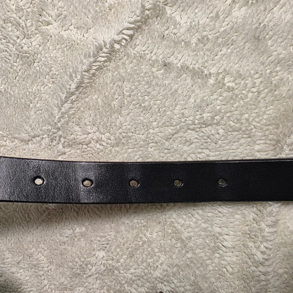 VTG J.Crew Leather Belt Black Square Buckle Mens 30 Made in England